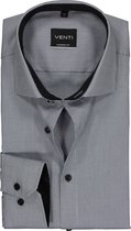 VENTI modern fit overhemd - grijs-wit structuur (contrast) - Strijkvrij - Boordmaat: 45