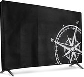 kwmobile hoes geschikt voor 55" TV - Beschermhoes voor televisie - Schermafdekking voor TV in wit / zwart - Vintage Kompas design