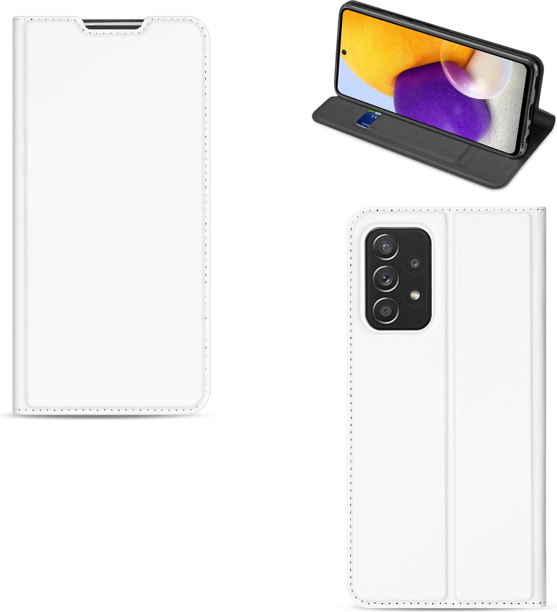 Samsung Galaxy A72 Hoesje Wit met Pashouder
