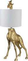 Clayre & Eef Tafellamp Giraf 39*28*76 cm E27/max 1*60W Goudkleurig Kunststof Bureaulamp Nachtlampje