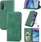 Voor OnePlus Nord CE 5G Retro Skin Feel Business Magnetische Horizontale Flip Lederen Case met Houder & Kaartsleuven & Portemonnee & Fotolijst (Groen)