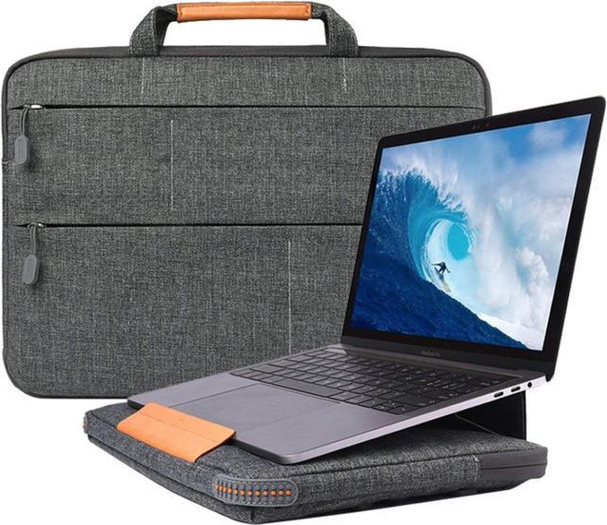 Laptoptas geschikt voor MSI GS65 - 15.4 inch - WiWu Smart Stand Laptoptas - Grijs