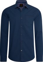 PME Legend - Heren Overhemden Small Checks Navy - Blauw - Maat M