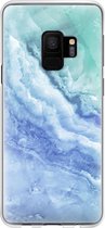 Samsung Galaxy S9 Telefoonhoesje - Transparant Siliconenhoesje - Flexibel - Met Marmerprint - Marmer - Lichtblauw