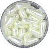 0802-14324 Parels druppelvormig ecru 6x14 mm