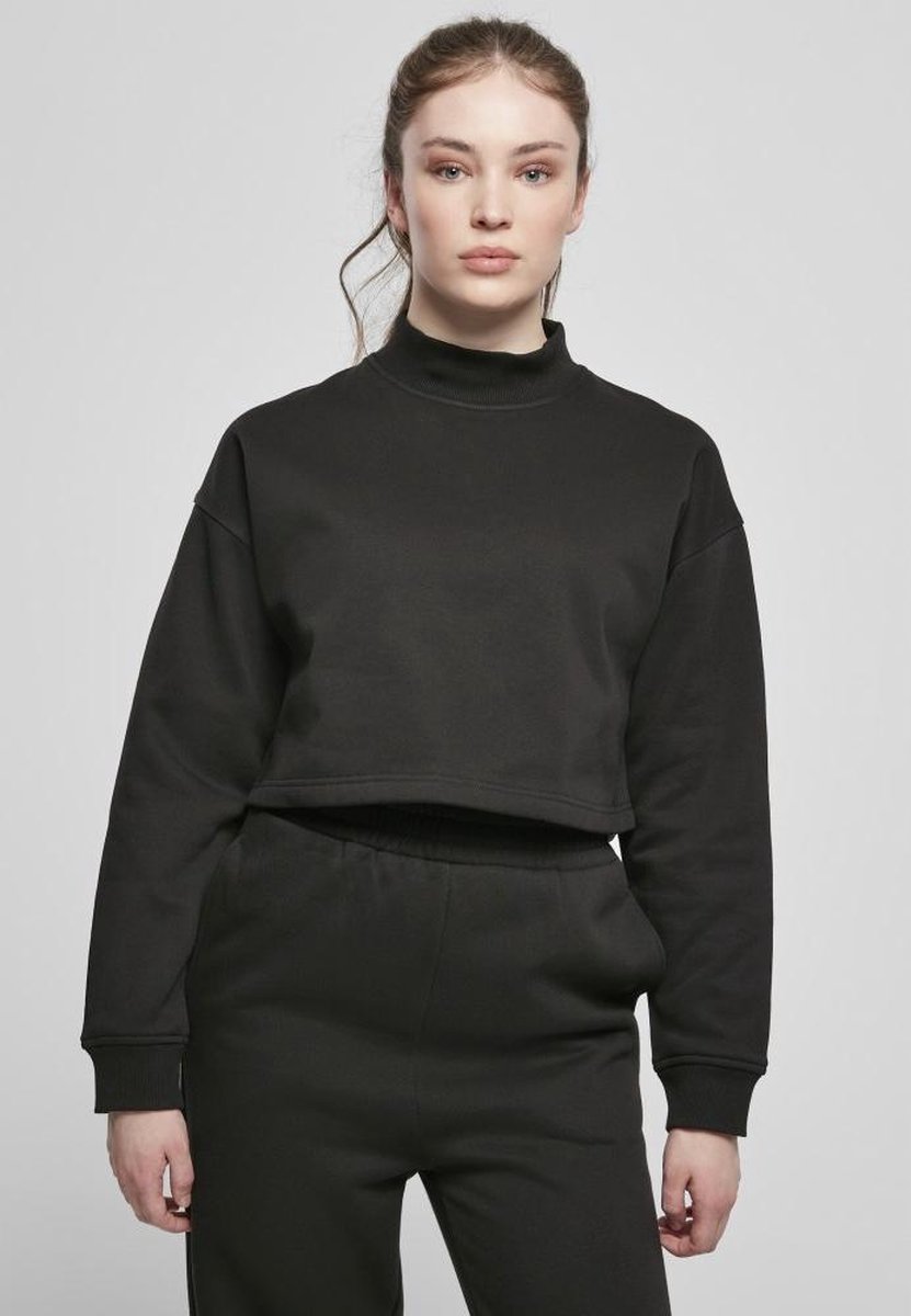 Urban Classics Oversized High Neck Crew Crop Sweater/Trui M Zwart