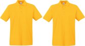 2-Pack maat L geel polo shirt premium van katoen voor heren - Polo t-shirts voor heren