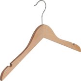 De Kledinghanger Gigant - 40 x Kinderhanger lotushout naturel gelakt met rokinkepingen, 36 cm