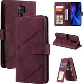 Voor Xiaomi Redmi 9 Skin Feel Business Horizontale Flip PU Lederen Case met Houder & Multi-Card Slots & Portemonnee & Lanyard & Fotolijst (Rood)