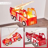 Hanglamp Kinderkamer - Zinaps Praya Hanglamp Red Fire Engine als plastic hangende lamp voor kinderkamer, 2 x E27 MAX. 13 Watt, brandweer hanglamp, ook geschikt voor LED-bollen (WK 02129)