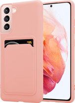 ShieldCase Samsung Galaxy S21 siliconen hoesje met pasjeshouder - roze
