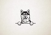 Shiba Inu - hond met pootjes - XS - 19x23cm - Zwart - wanddecoratie