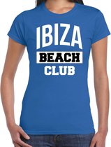 Ibiza beach club zomer t-shirt voor dames - blauw - beach party / vakantie outfit / kleding / strand feest shirt S