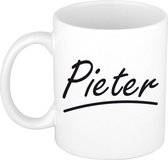 Pieter naam cadeau mok / beker met sierlijke letters - Cadeau collega/ vaderdag/ verjaardag of persoonlijke voornaam mok werknemers