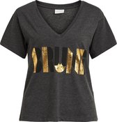 Vila T-shirt Vinillas Foil V-neck T-shirt/su/c17 14067266 Black/gold Foil Dames Maat - M
