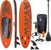 Bol.com Opblaasbare Stand Up Paddle Board Makani Oranje 320x82x15 cm incl. pomp en draagtas gemaakt van PVC en EVA aanbieding