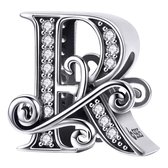 Tracelet - Zilveren bedels - Bedel sierletter R | Zilveren alfabet bedels | Ook geschikt voor Pandora | 925 Sterling Zilver - Pandora compatible - 925 Zilver Certificaat - In Leuke