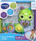 Doos met VTech Baby Draai & Wiebel Rupsje, met afbeeldingen van het rupsje en een baby.