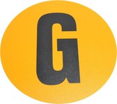 Magazijn vloersticker   -  Ø 19 cm   -  geel / zwart   -  Letter G