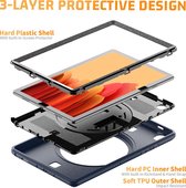 Case2go - Tablet Hoes geschikt voor Samsung Galaxy Tab A7 10.4 (2020) - Hand Strap Armor - Rugged Case met schouderband - Donkerblauw
