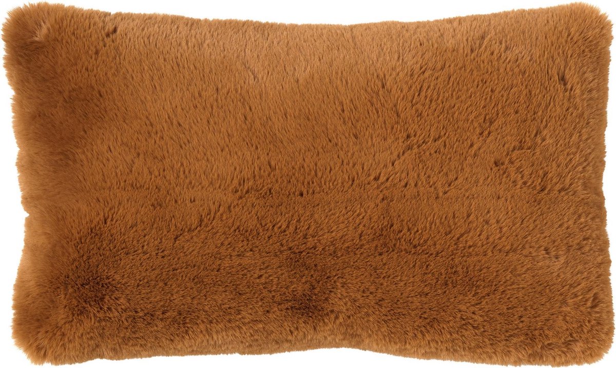 Dutch Decor ZAYA - Sierkussen 30x50 cm - bontlook - effen kleur - Tobacco Brown - bruin - Inclusief binnenkussen - Luxe kussens voor woonkamer & bank