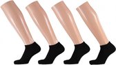 sneakersokken elastaan/bio-katoen zwart 4 paar maat 43/46