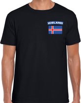 Iceland t-shirt met vlag zwart op borst voor heren - IJsland landen shirt - supporter kleding 2XL