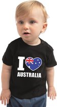 I love Australia baby shirt zwart jongens en meisjes - Kraamcadeau - Babykleding - Australie landen t-shirt 62 (1-3 maanden)