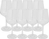 Set van 8x stuks onbreekbare kunststof camping wijnglazen voor witte en rode wijn 290/380 ml - polycarbonaatglas