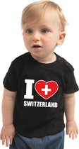 I love Switzerland baby shirt zwart jongens en meisjes - Kraamcadeau - Babykleding - Zwitserland landen t-shirt 62 (1-3 maanden)