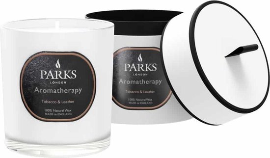 Geurkaars - Parks London - AROMATHERAPY - Tobacco & Leather - 220g