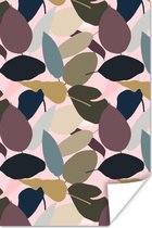 Affiche Tropical - Feuilles - Rose - 40x60 cm