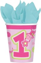 feestbekers 1 jaar meisjes 8 stuks 266 ml