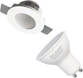 Spot GU10 Ronde LED-stand Kit Wit Ø120mm + ondoorzichtig glas met LED-lamp 6W (Pack 10) - Warm wit licht - Overig - Wit - Pack de 10 - Wit Chaud 2300k - 3500k - SILUMEN