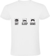 EAT SLEEP GAME | Heren T-shirt | Wit | Eten | Slapen | Videogame | Levensstijl | Grappig | Cadeau