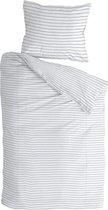 Byrklund Just Stripes Dekbedovertrek - Eenpersoons - Katoen - Wit - 140x220 cm