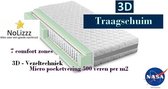 Aloe Vera - Eenpersoons Matras 3D -MICRO POCKET Nasa traagschuim 7 ZONE 25 CM - 70x220/25