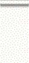 ESTAhome behangpapier stippen glanzend goud en wit - 138937 - 53 cm x 10,05 m