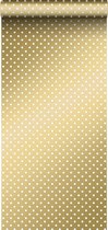ESTAhome behang kleine stippen glanzend goud en wit - 139114 - 0.53 x 10.05 m