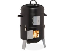 rookoven bbq - 3 in 1 - met thermometer en ventilatiegat - ∅ 40 cm - staal