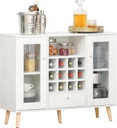 Keukenkast - Opbergkast - Kastje - Kasten - Dressoir kasten - Wijnrek - Wit - 100W x 33D x 80H cm