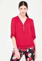 LOLALIZA Blouse met driekwartsmouw en rits - Paars - Maat 40