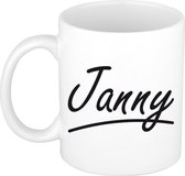 Janny naam cadeau mok / beker sierlijke letters - Cadeau collega/ moederdag/ verjaardag of persoonlijke voornaam mok werknemers