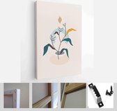 Abstract Botanical Organic Art Illustration. Set of soft color painting wall art for house decoration. Minimalistic canvas background design - Modern Art Canvas - Vertical - 195743