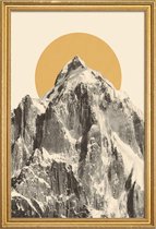 JUNIQE - Poster met houten lijst Mountainscape 5 -20x30 /Geel & Grijs