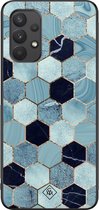 Samsung A32 4G hoesje - Blue cubes | Samsung Galaxy A32 4G case | Hardcase backcover zwart