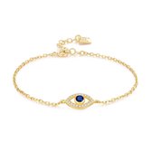 Bracelet Twice As Nice en argent plaqué or, oeil ouvert avec oxyde de zirconium blanc et bleu 16 cm+3 cm