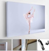 Young and incredibly beautiful ballerina is posing and dancing in a light-filled white studio - Modern Art Canvas - Horizontal - 410239279 - 50*40 Horizontal