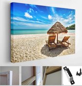 Vacation vacation background wallpaper - two beach loungers under tent on the beach. Sihanoukville, Cambodia - Modern Art Canvas - Horizontal - 302683349 - 115*75 Horizontal