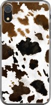 Apple iPhone XR Telefoonhoesje - Transparant Siliconenhoesje - Flexibel - Met Dierenprint - Koeien Patroon - Lichtbruin